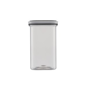 Pote Organizador Quadrado Transparente Tampa Preta 750 ml