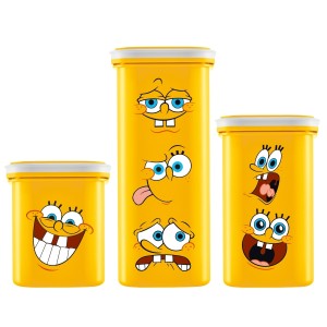 Kit 3 Potes Organizadores do Bob Esponja 500ml 750ml 1L