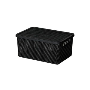 Cesto Organizador Com Tampa Preto 26x18x12cm Línea Paramount