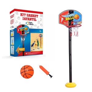 Kit Basquete Infantil Com Cesta Bola E Bomba Pais & Filhos
