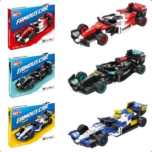 Kit Com 3 Blocos de Montar Carro de Corrida Tipo Fórmula 1