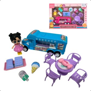Brinquedo Kit Mini Cozinha Foodtruck Rosa 14 Peças Educativo
